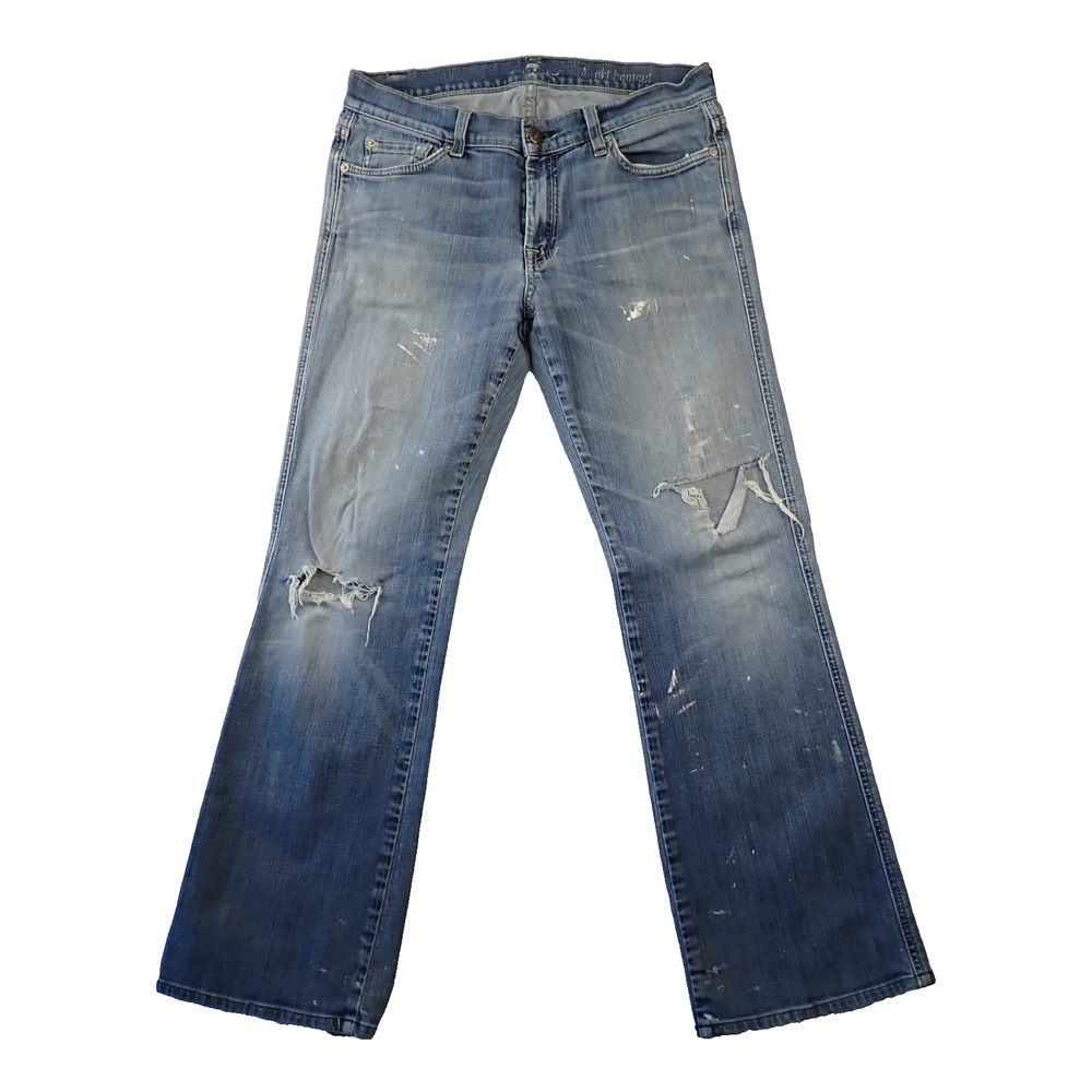 7 For All Mankind Jeans Womens 31 A Pocket Bootcut Distressed Stretch Denim